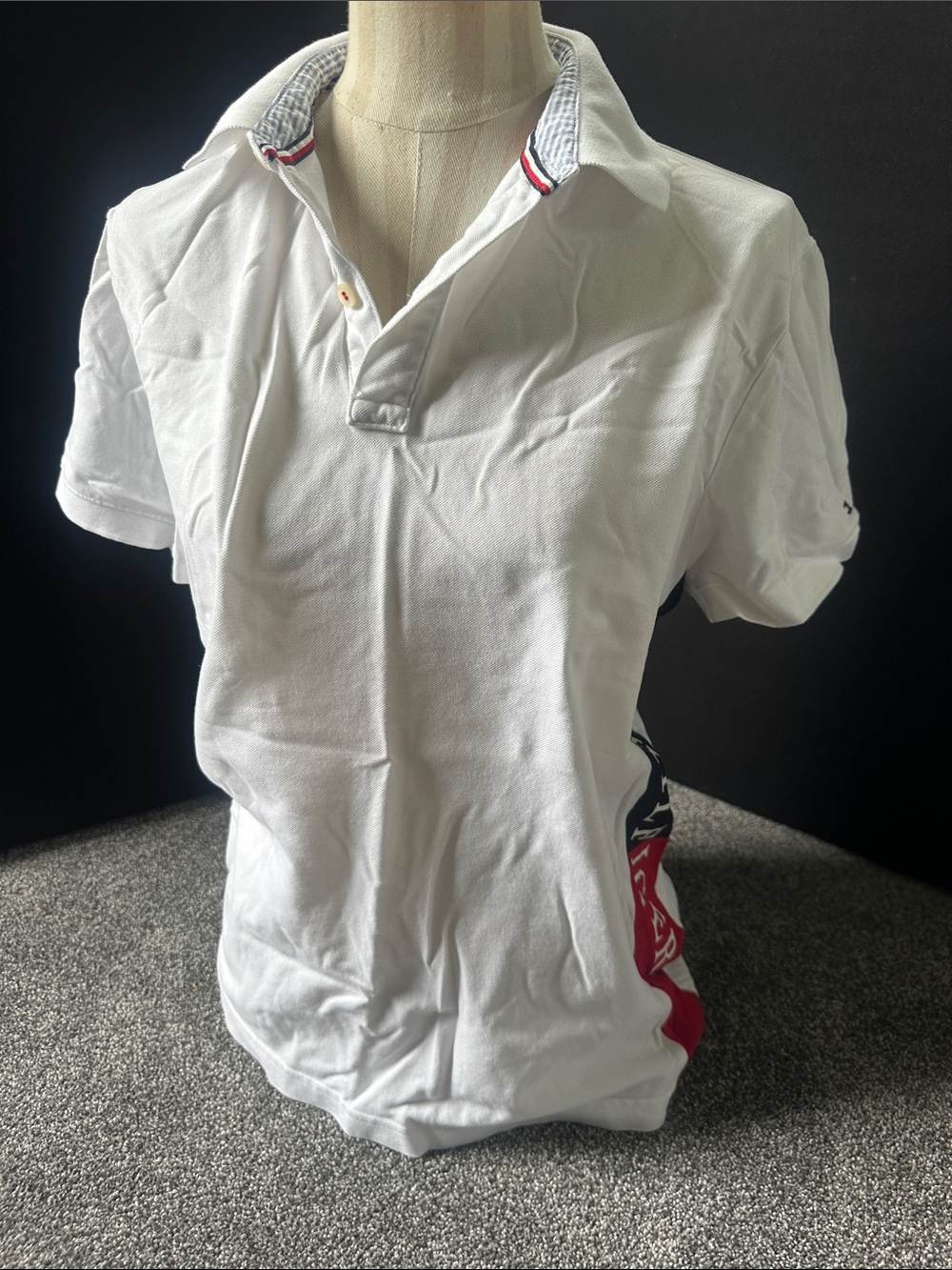 Tommy Hilfiger White Polo with Red & Navy Trim